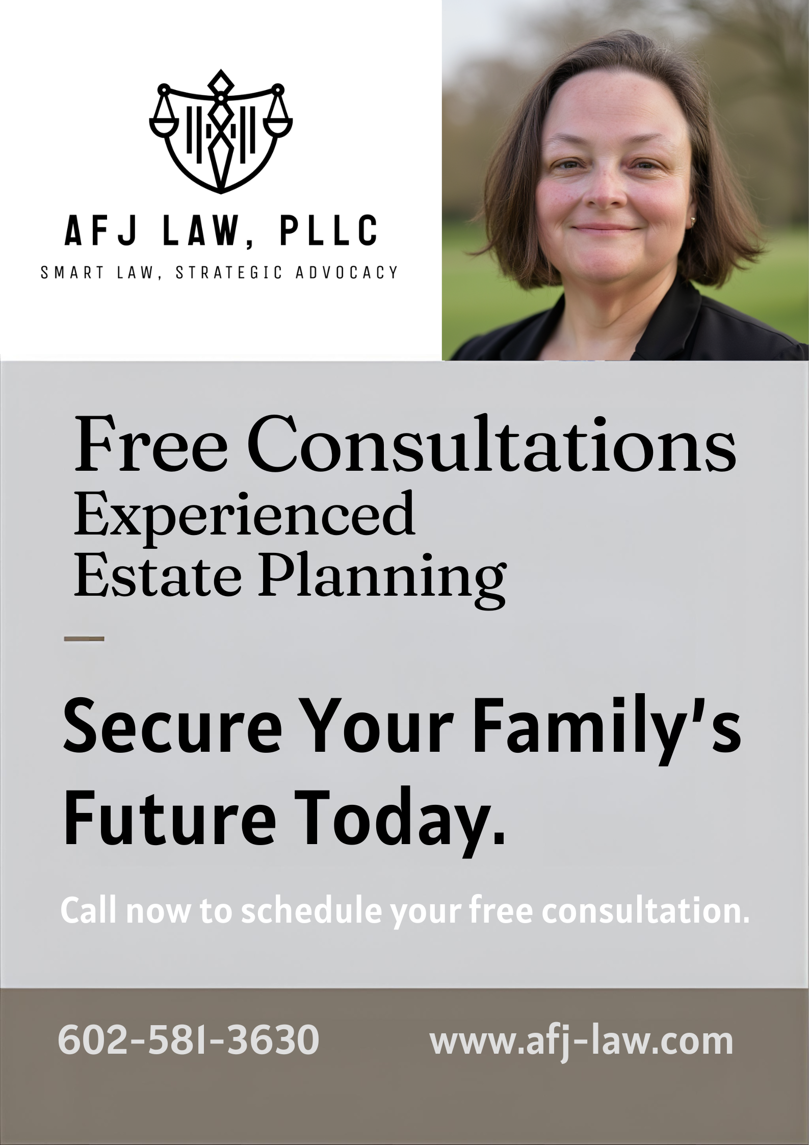 AFJ Law, PLLC Facebook ad: Helping families and businesses protect what matters most…