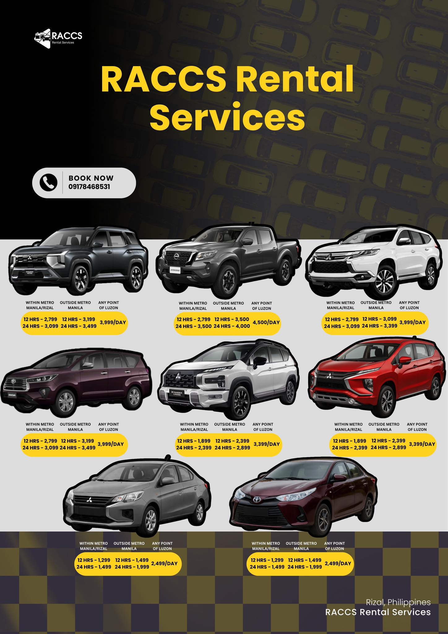 RACCS Rental Sevices Facebook ad: AFFORDABLE SELF-DRIVE CAR RENTAL
