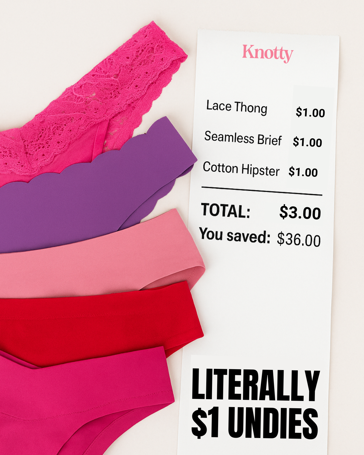 Knotty Facebook ad: $1 Undies Sale