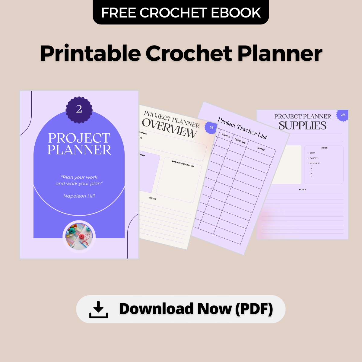 Crochet Ideas Facebook ad: Free Crochet Planner eBook