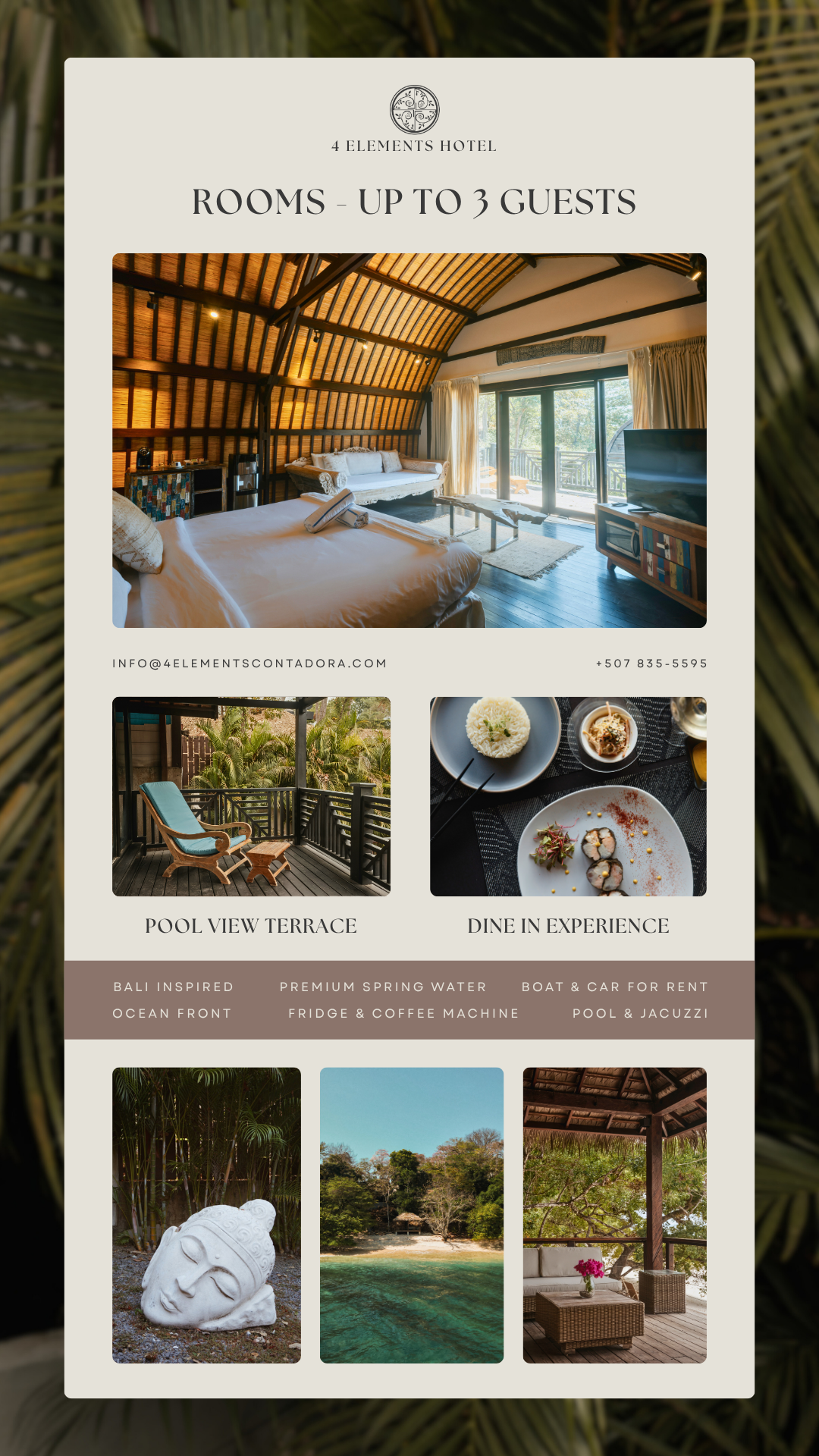 contadora4elements Facebook ad: Stay with us in Panama's Pacific paradise
