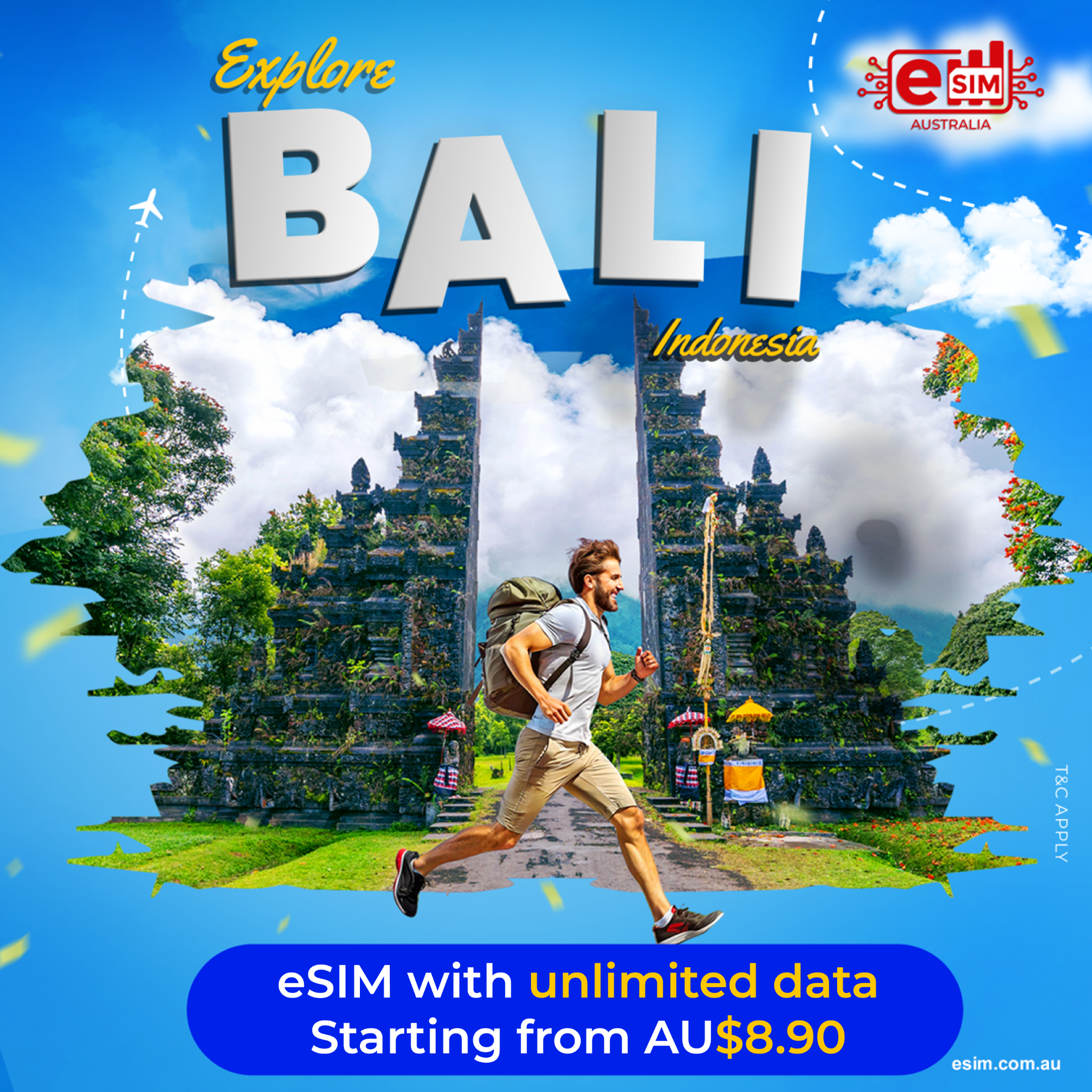 eSIM Australia Facebook ad: Unlimited data with Indonesia eSIM | Starting from AU$8.90