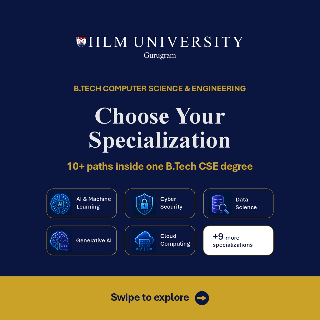 IILM University, Gurugram Facebook ad: 14 specialisations. 1 B.Tech Degree.