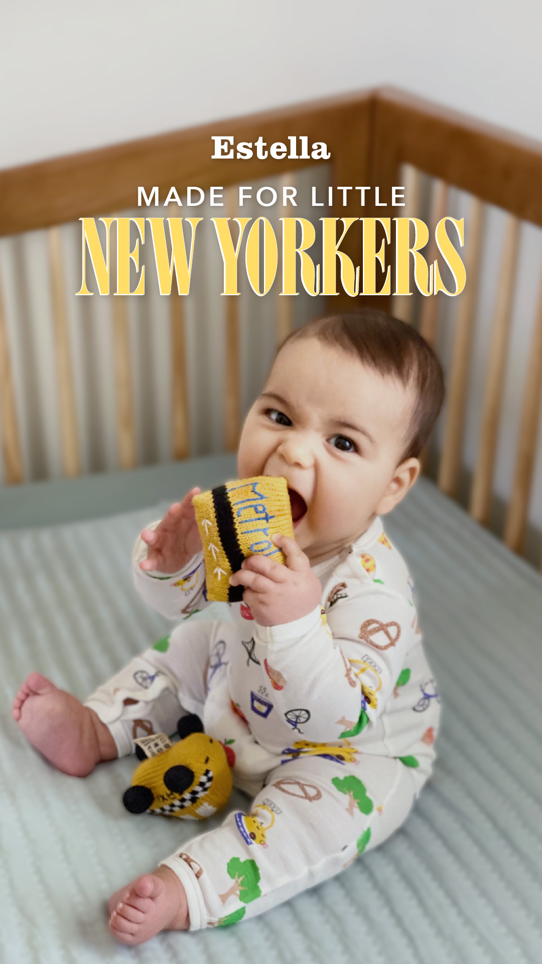 Estella Facebook ad: NYC Baby Gifts, Organic, Handmade, the City in Every Stitch