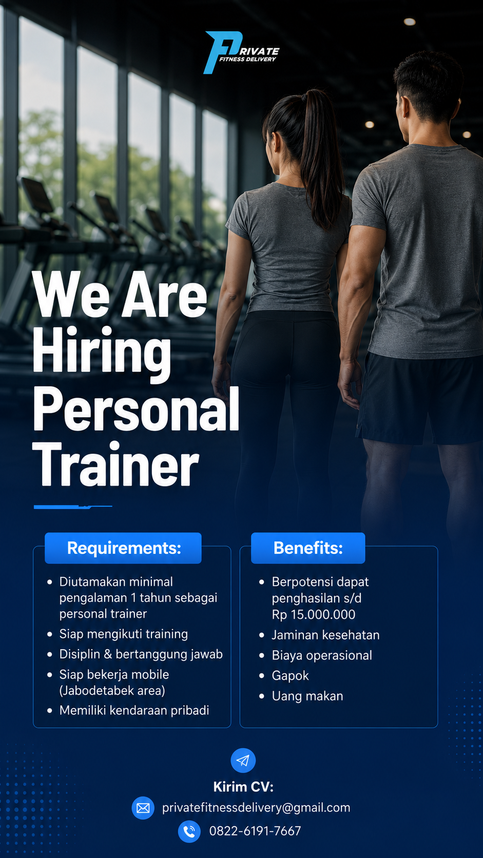 Private Fitness Delivery Facebook ad: Hiring Personal Trainer BOGOR, DEPOK, TANGERANG AREA!