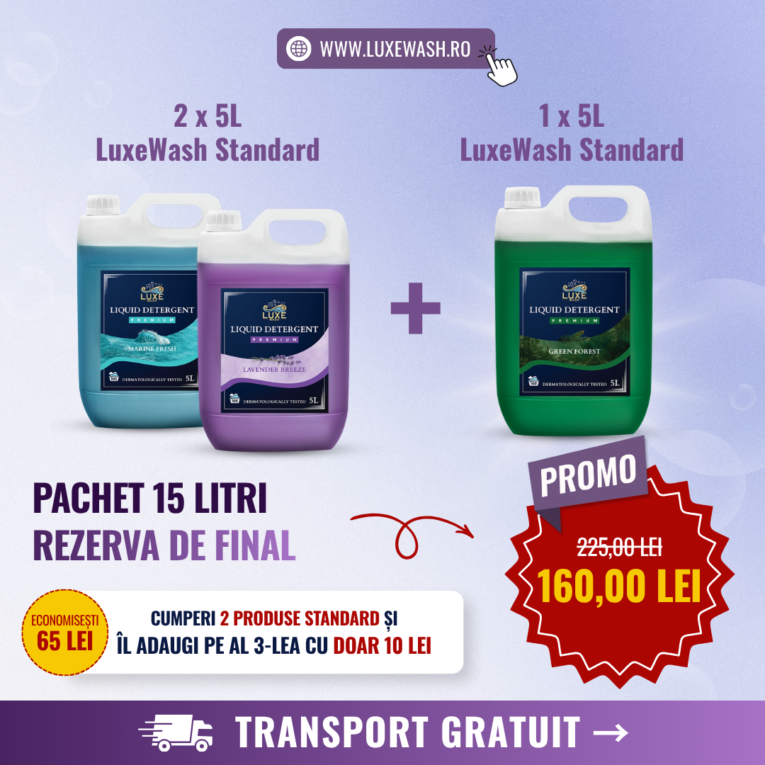 Luxe Wash Europe Facebook ad: Rezerva ta de detergent, livrată gratuit acasă