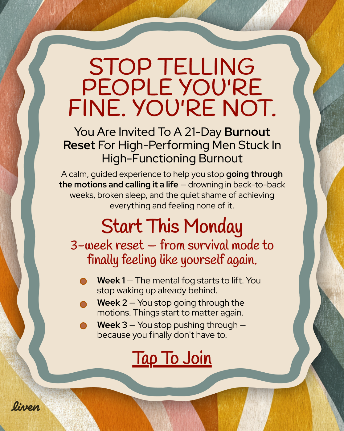 Liven: Self-Discovery Community Facebook ad