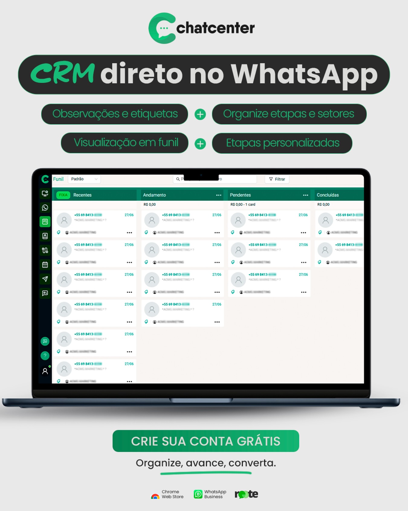 ChatCenter Brasil Facebook ad: Seu WhatsApp como uma máquina.