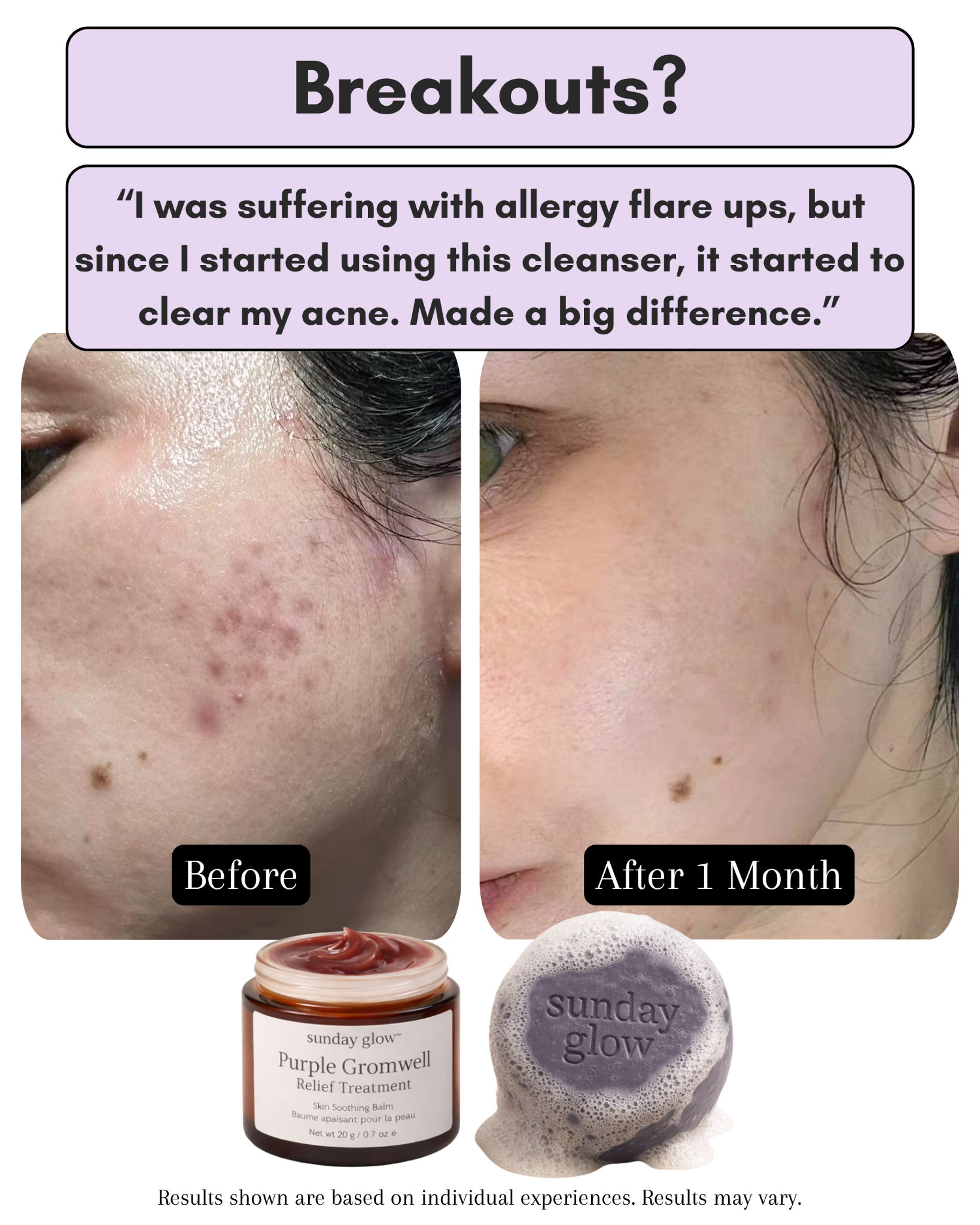 Sunday Glow Facebook ad: Sunday Glow | Purple Gromwell
