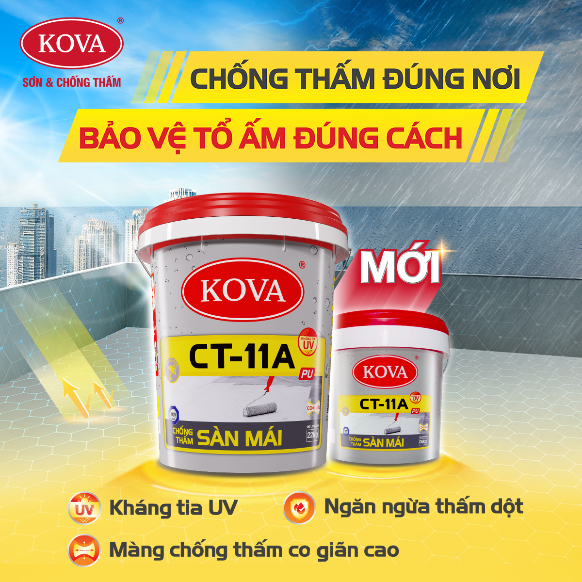 Sơn và Chống thấm KOVA Facebook ad: CT-11A PU SÀN MÁI - CHỐNG THẤM ĐÚNG…