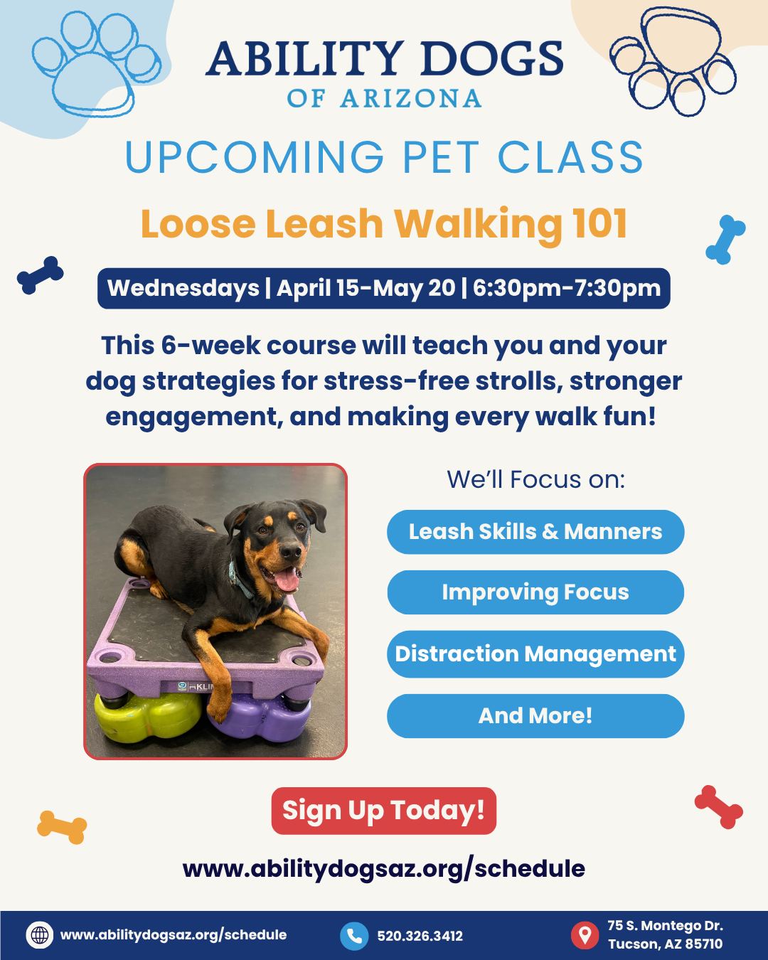 Ability Dogs of AZ Facebook ad: Join our Loose Leash Walking 101 class and…