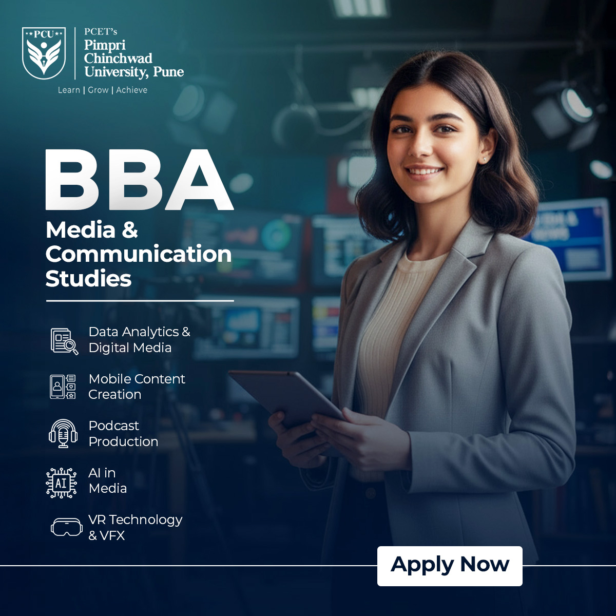 Pimpri Chinchwad University Facebook ad: Admission Open | BBA (Media & Communication Studies)