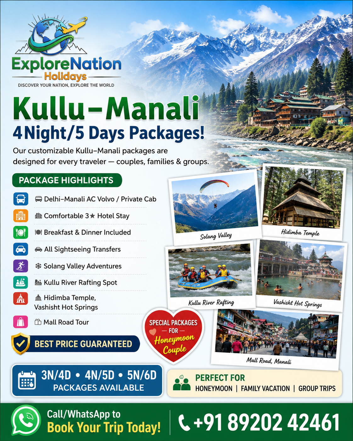 Explore Nation Holidays Facebook ad: Kullu-Manali 4Night/5 Days Packages! Best Price Guaranteed