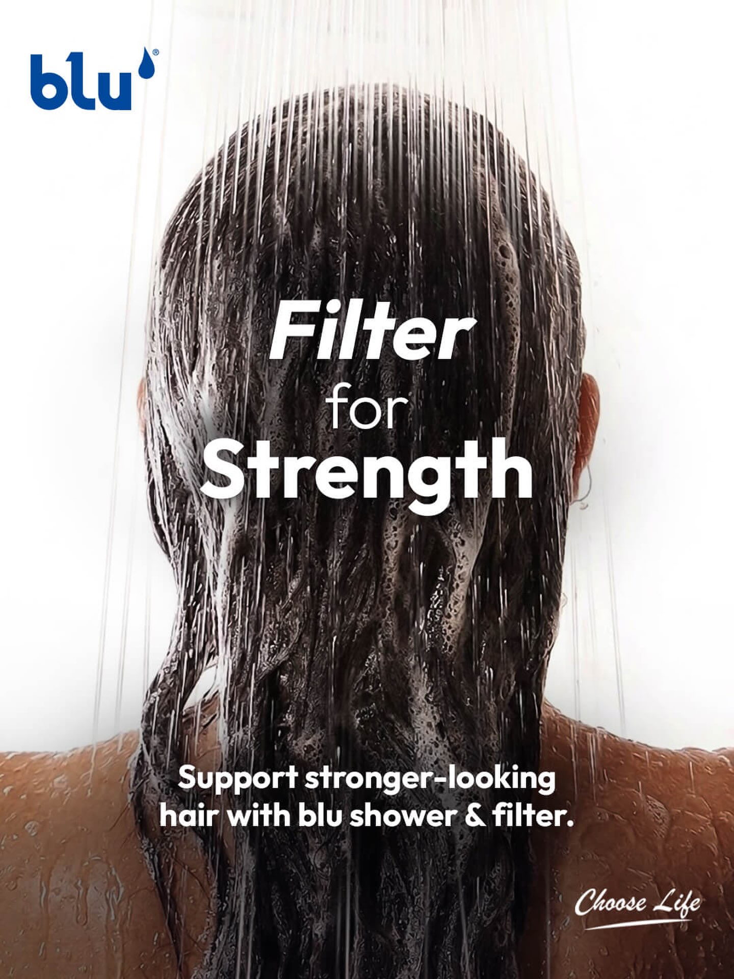 blu Facebook ad: Blu shower & filter helps reduce water pollutants…