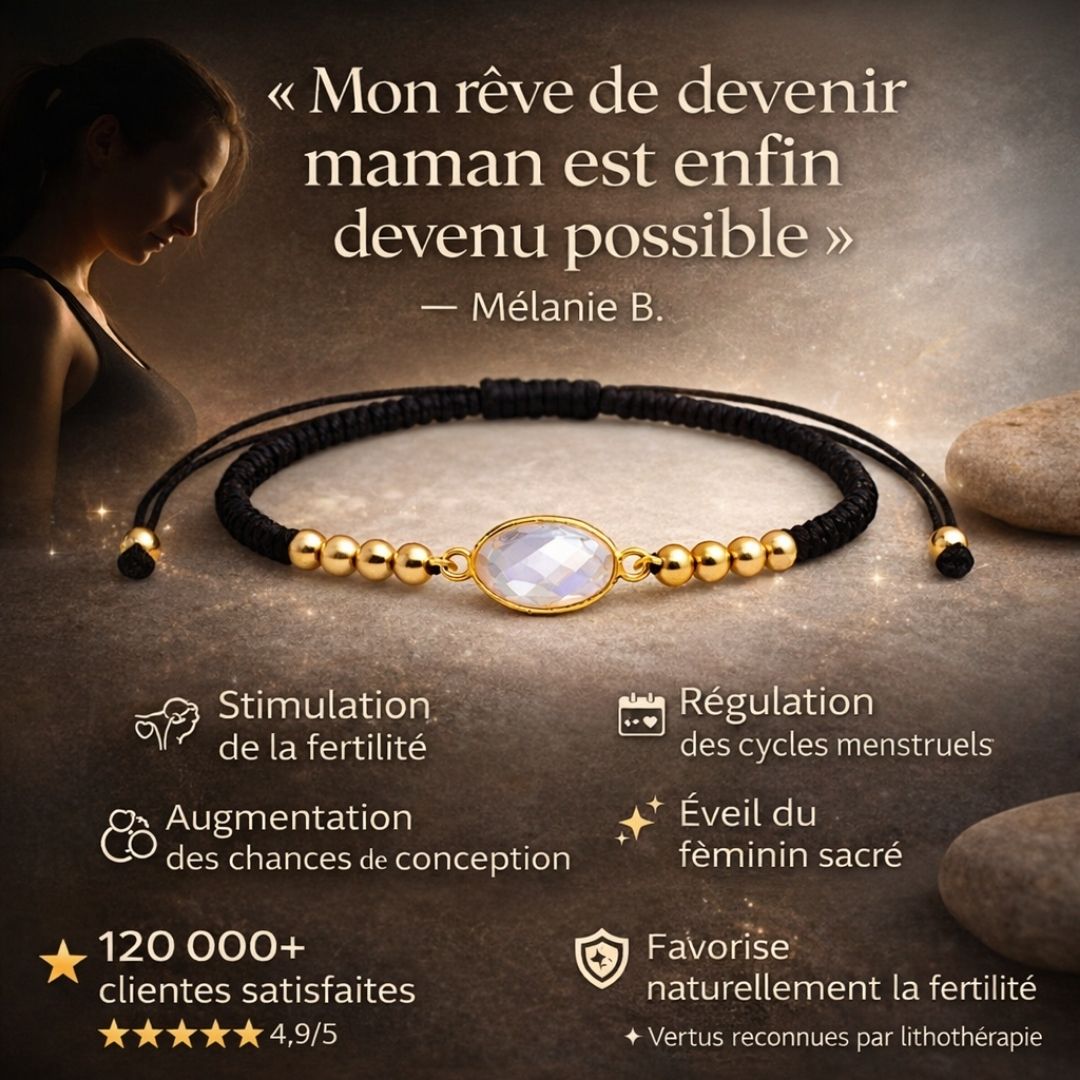 Trésors de Pierres Facebook ad: Le bracelet fertilité qui change tout!