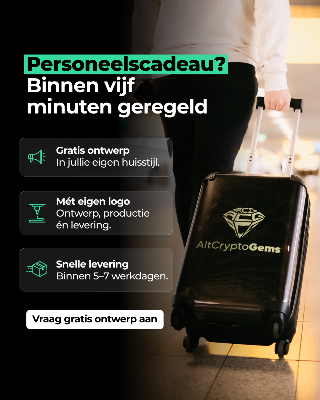 Noboringsuitcases Facebook ad: Uniek personeelscadeau met logo?