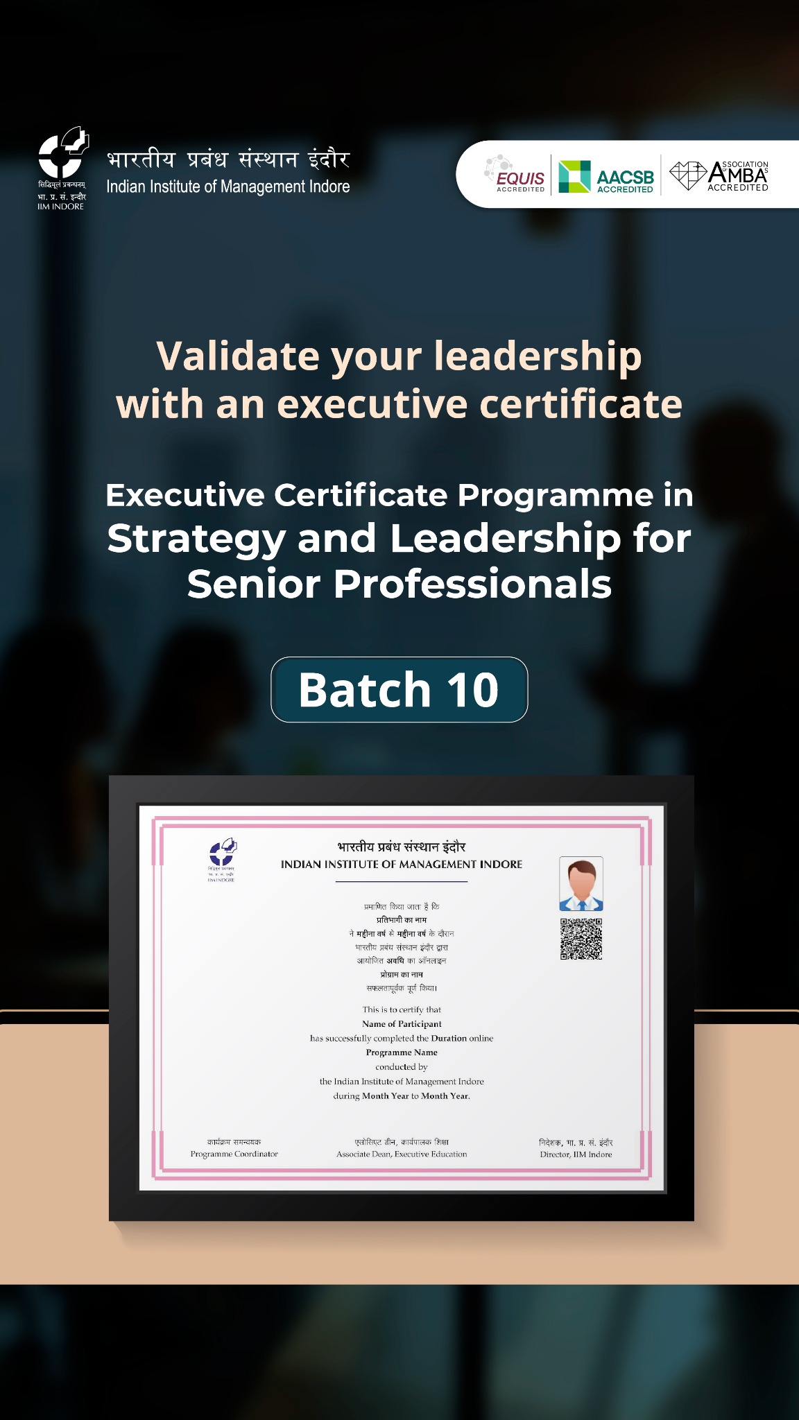 IIM Indore-Programme in Strategy & Leadership for Senior Professionals Facebook ad from Nov 19, 2025