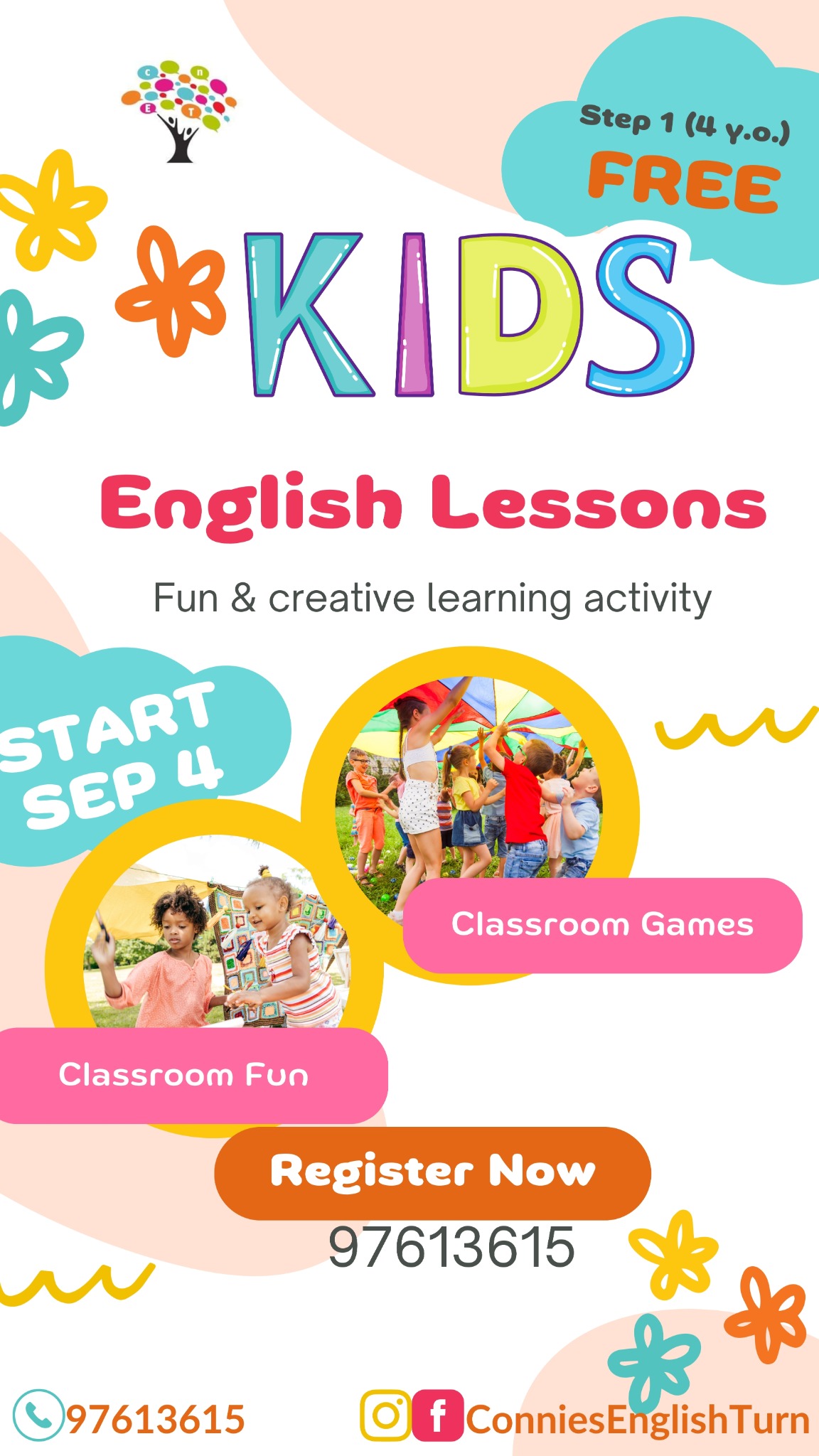 Ιδιωτικό Φροντιστήριο Connie's English Turn c.n. Facebook ad