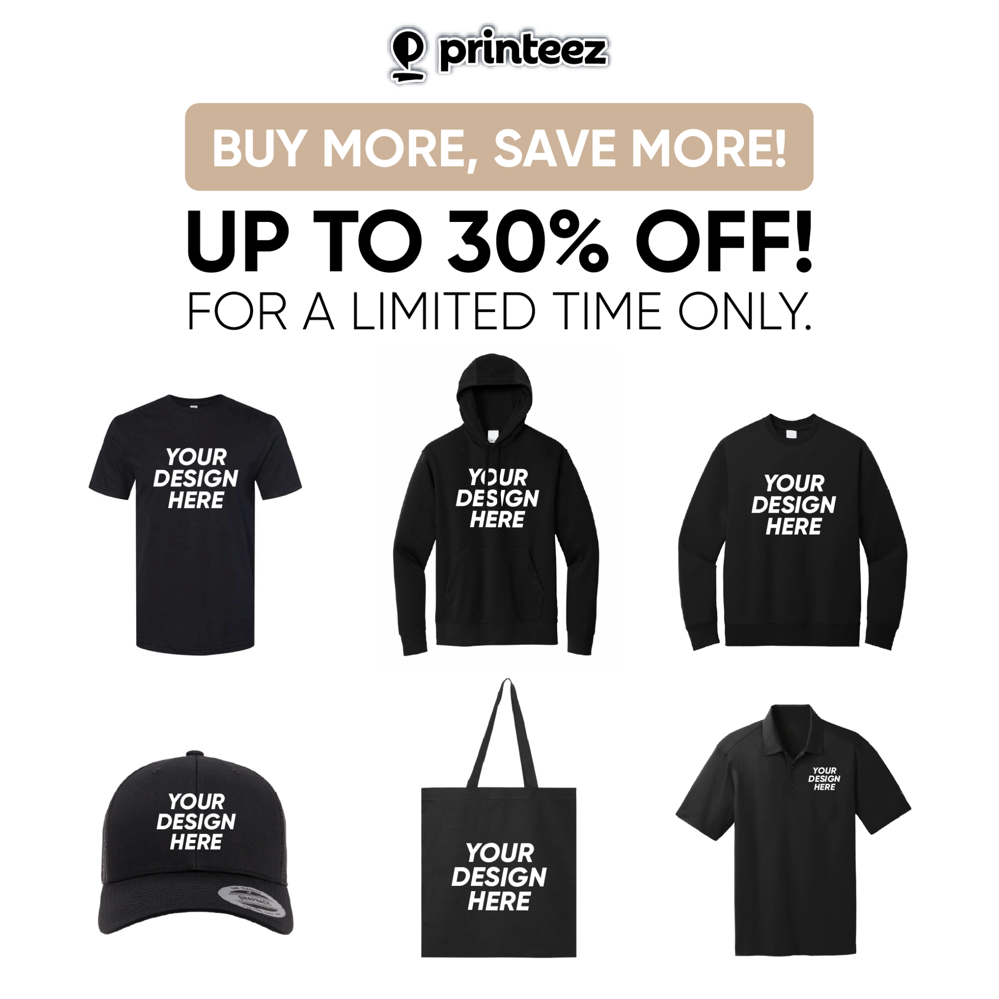 Printeez Facebook ad: Up to 30% OFF
