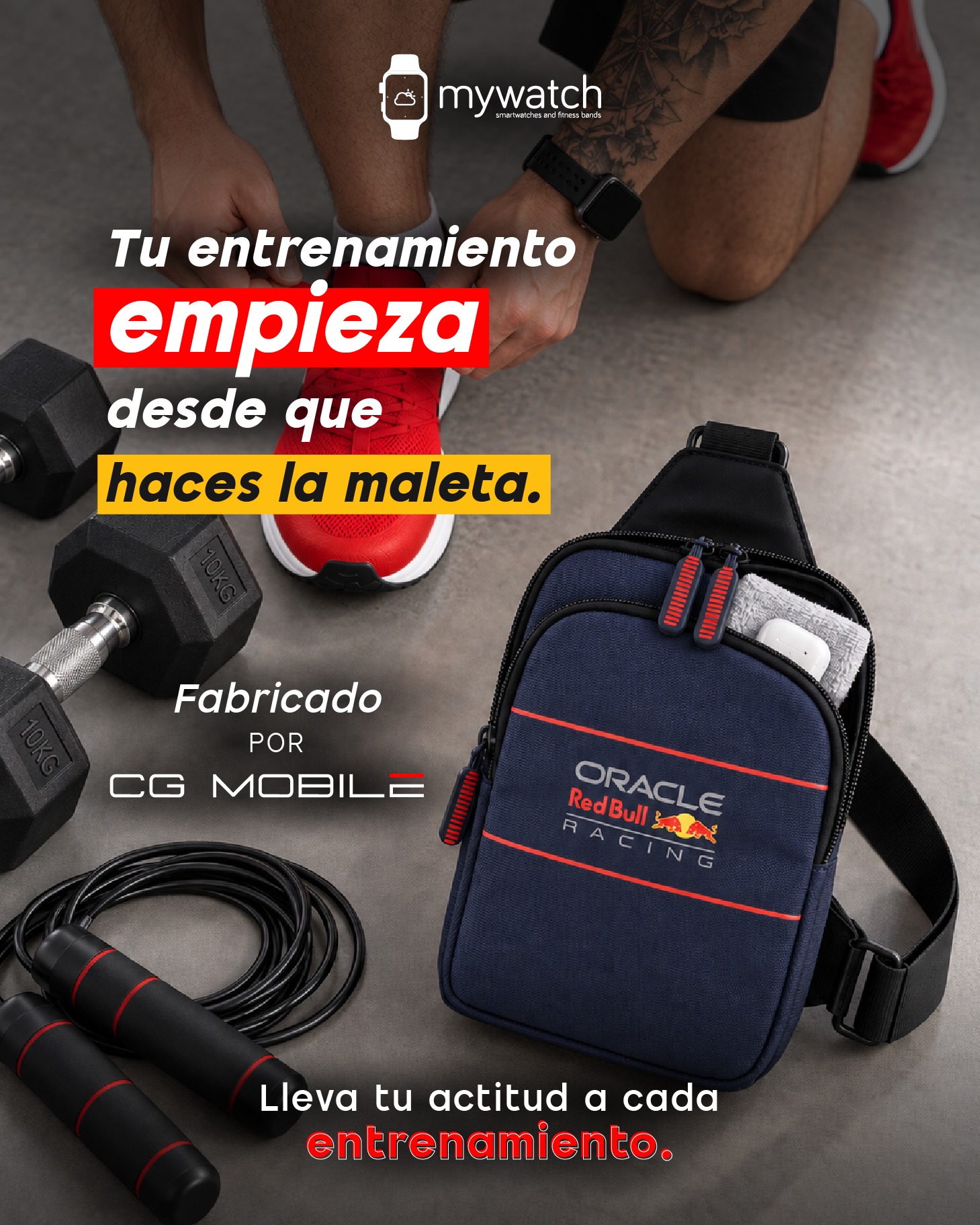 MyWatch SmartWatches & Fitness Bands Facebook ad: Tenis, botella, audífonos, accesorios y toda la actitud…