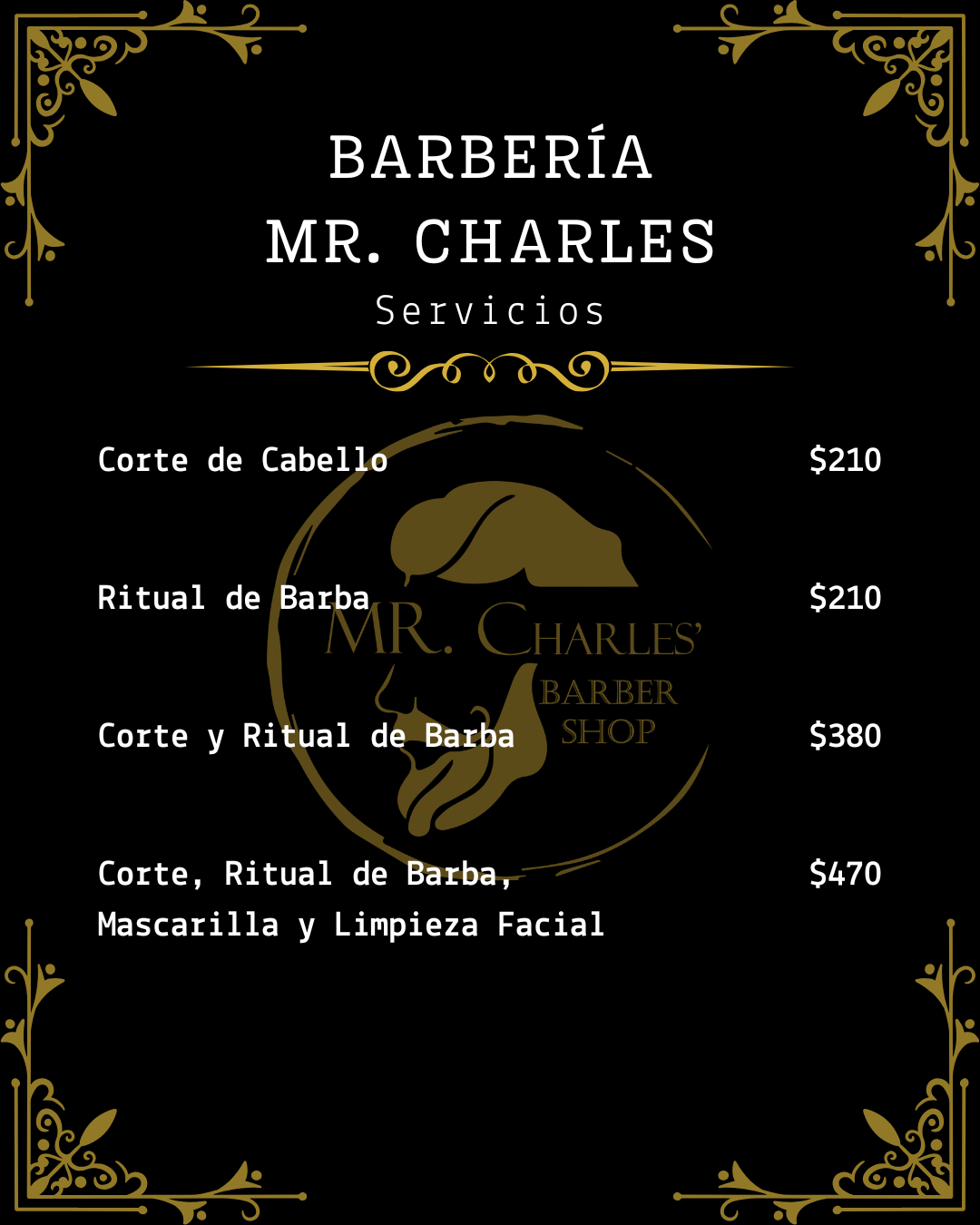 Mr. Charles' Barber Shop Facebook ad: Mandar mensaje