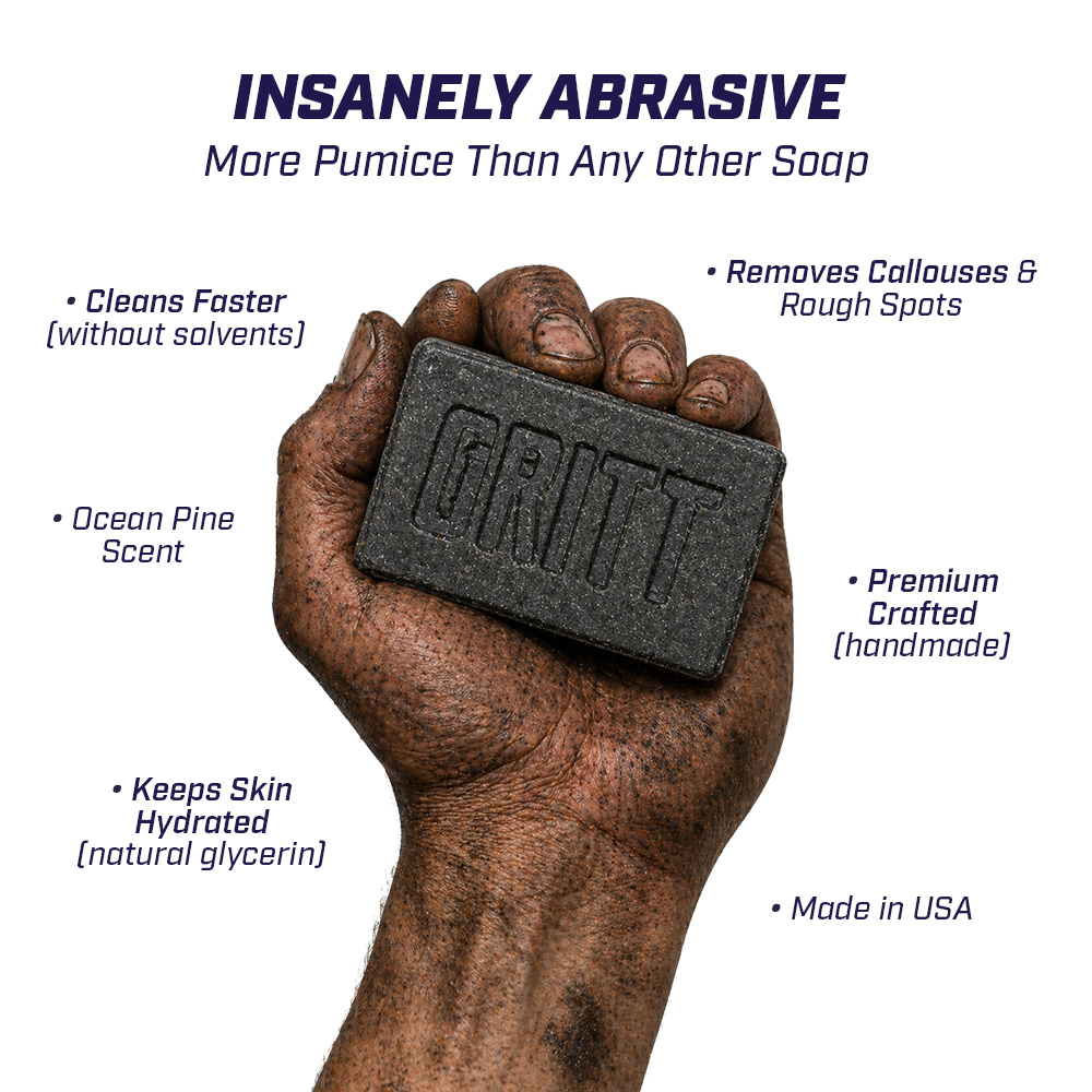 GRITT SOAP Facebook ad: Upgrade your abrasive soap with GRITT Insanely Abrasive…