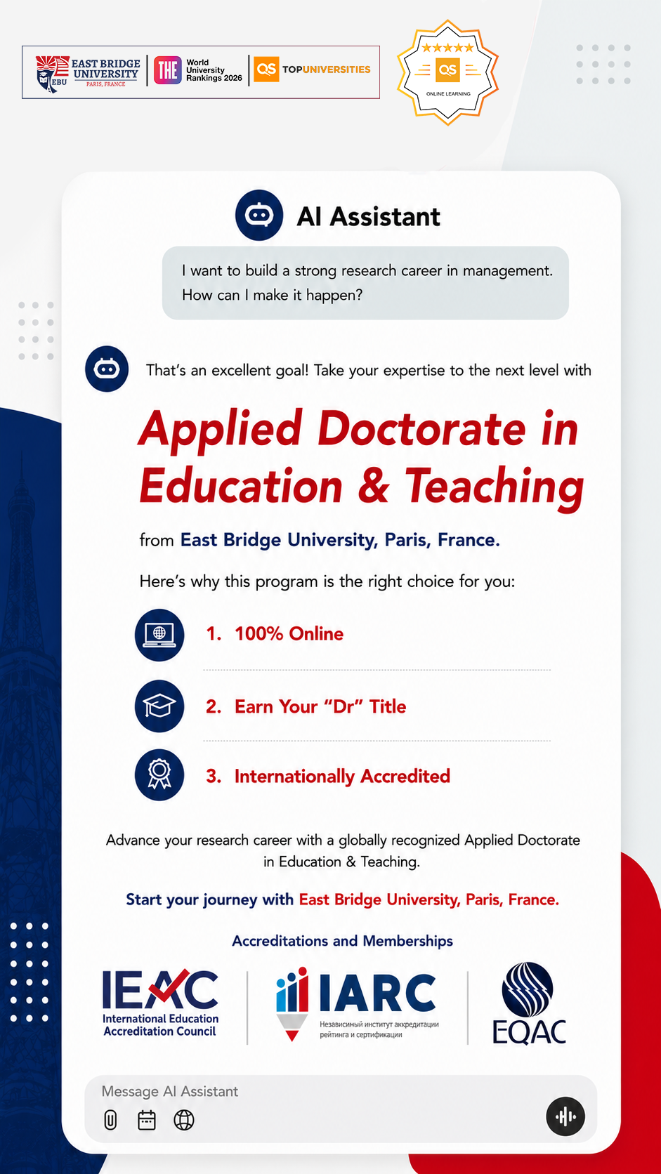 East Bridge University Facebook ad