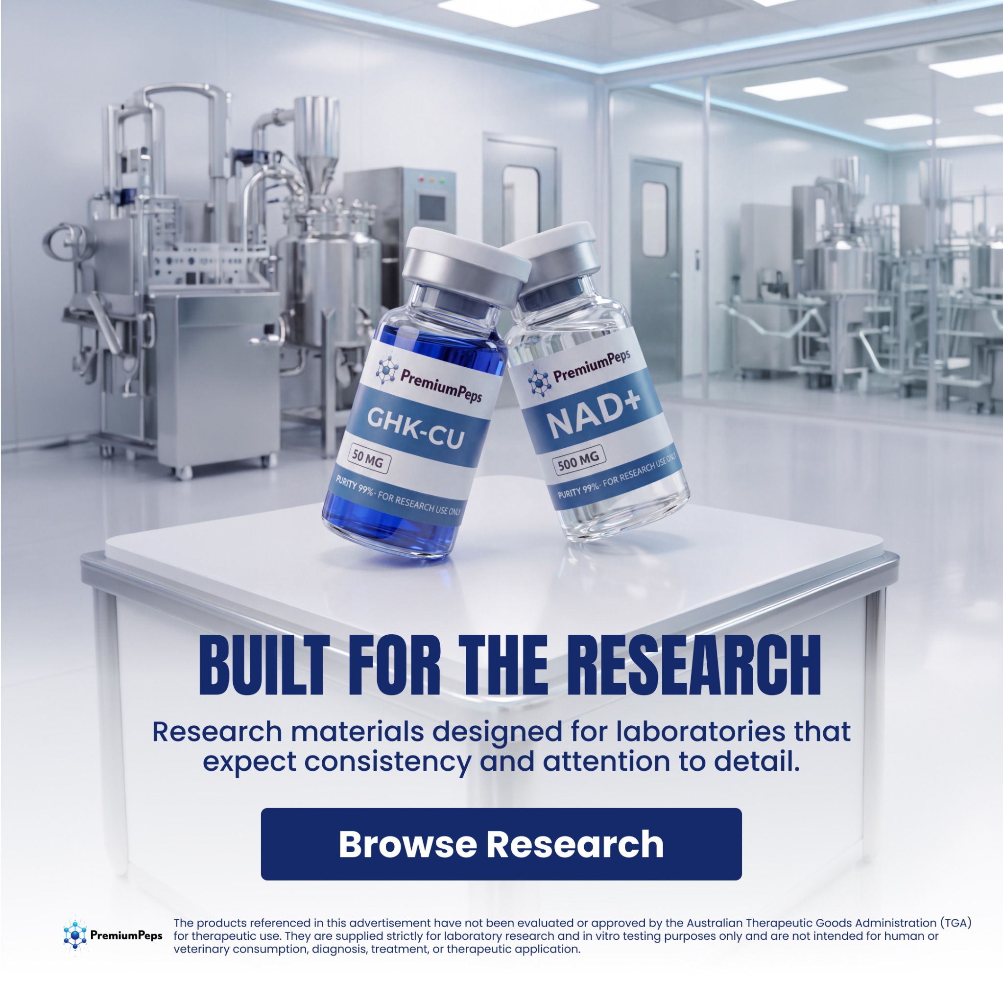 Premium Peptides Facebook ad: Explore PremiumPeps