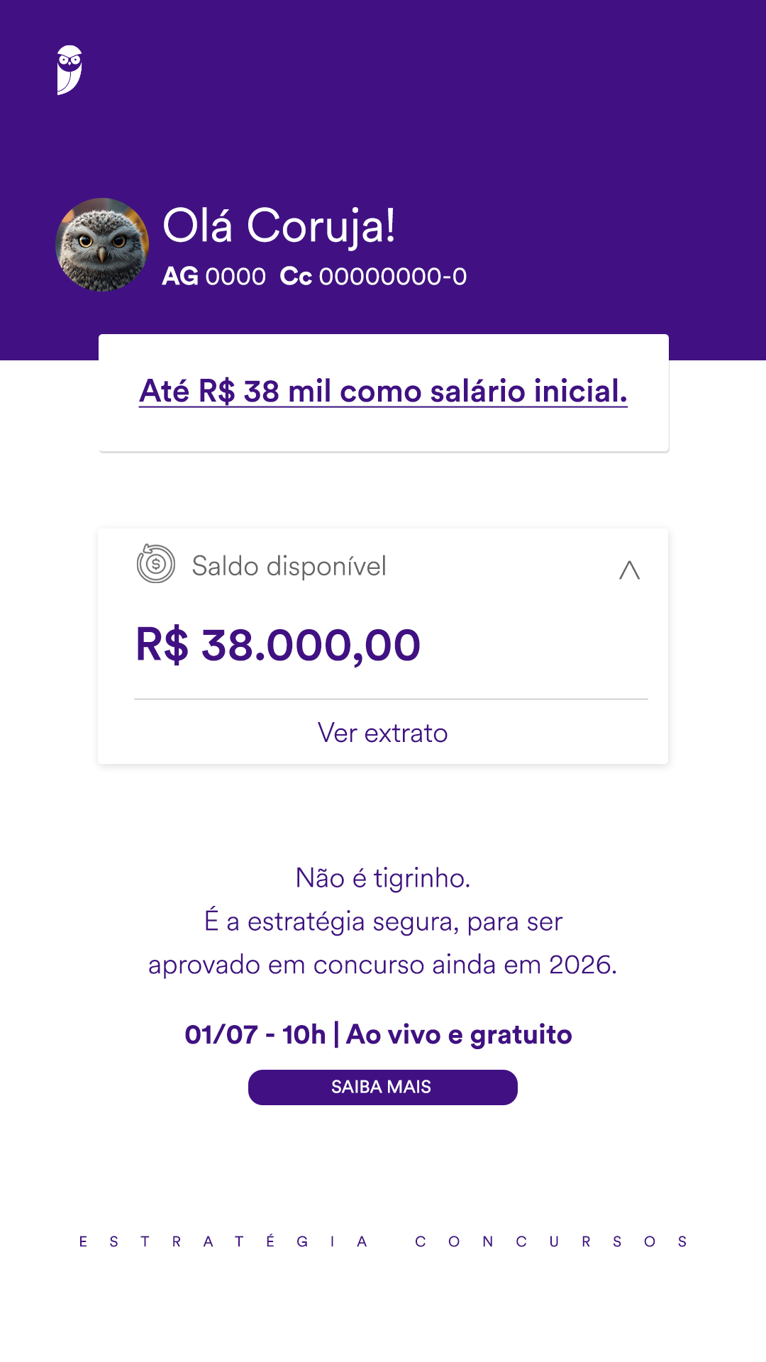 Estratégia Concursos Facebook ad from Jun 17, 2026