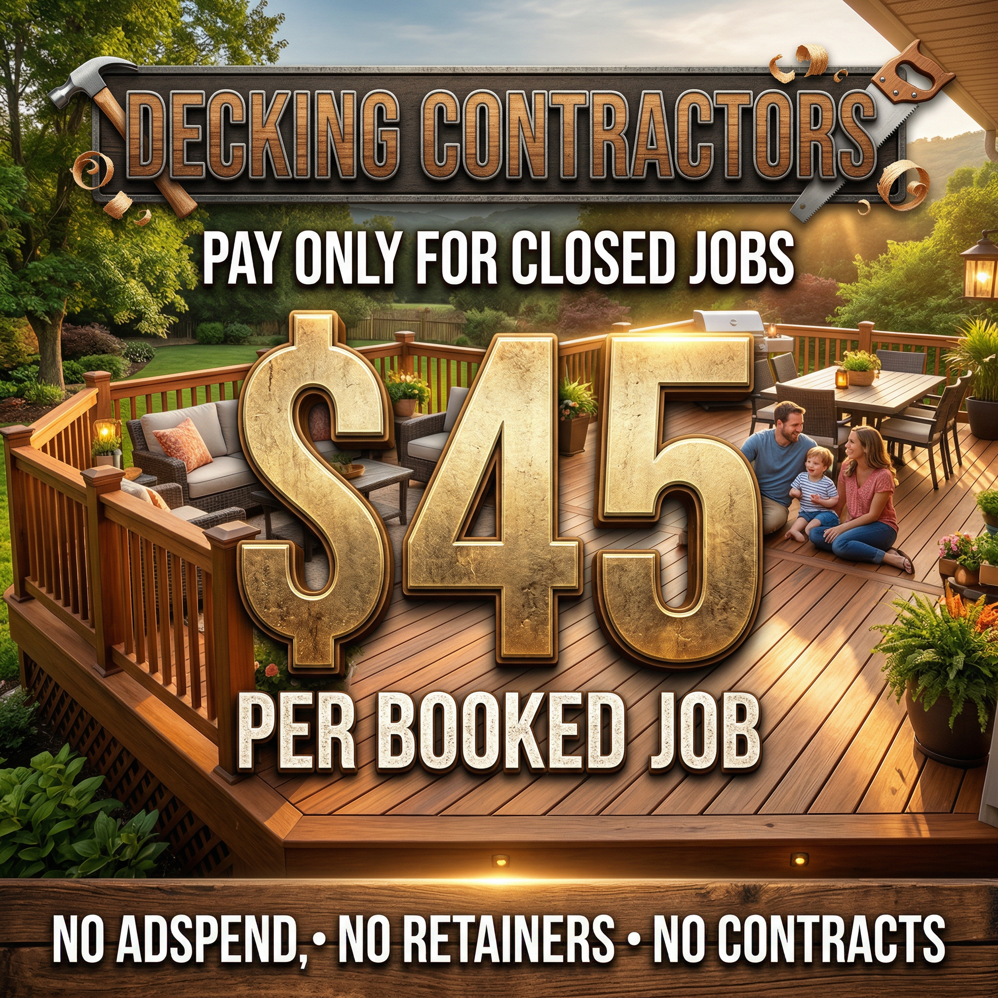 BuildFlow Consulting Facebook ad: $45 PER DECK JOB