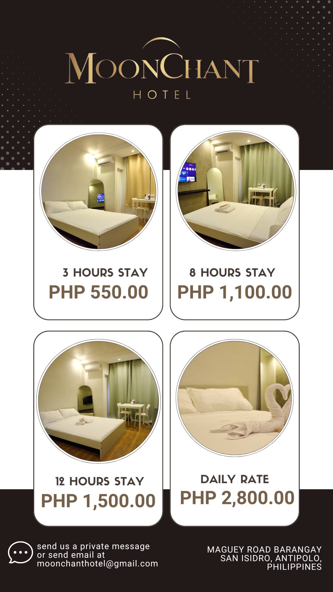 Moonchant hotel Facebook ad: Welcome to Moonchant Hotel.