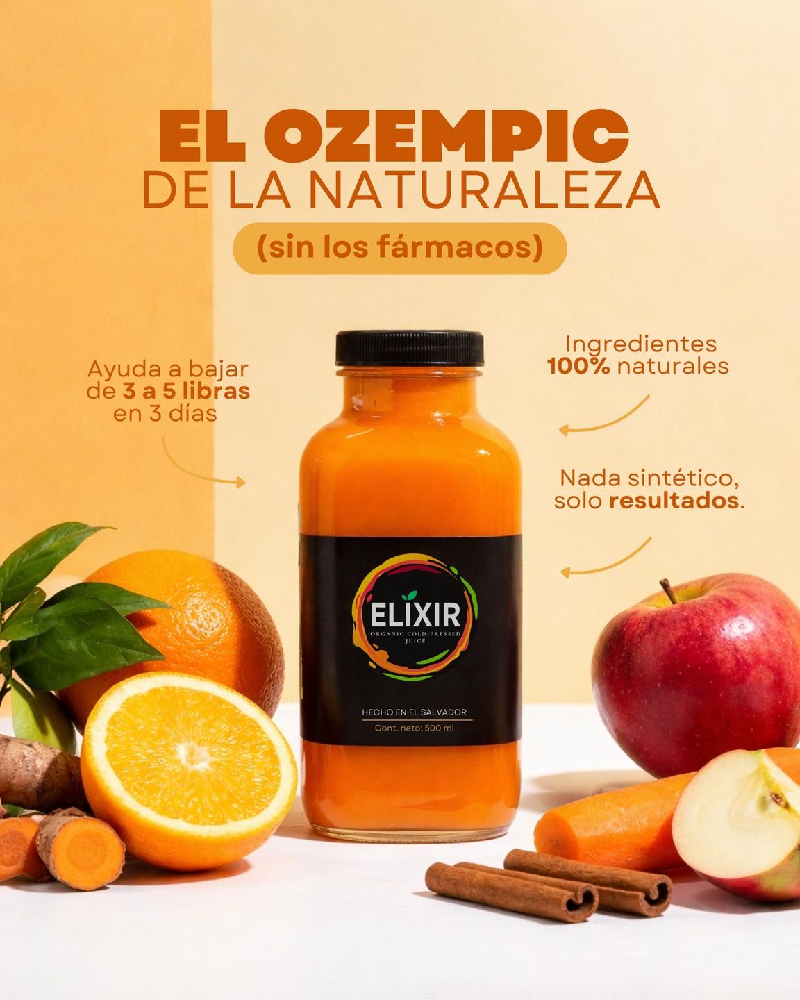 Elixir Juices SV Facebook ad: Siéntete más limpio y en balance en solo…
