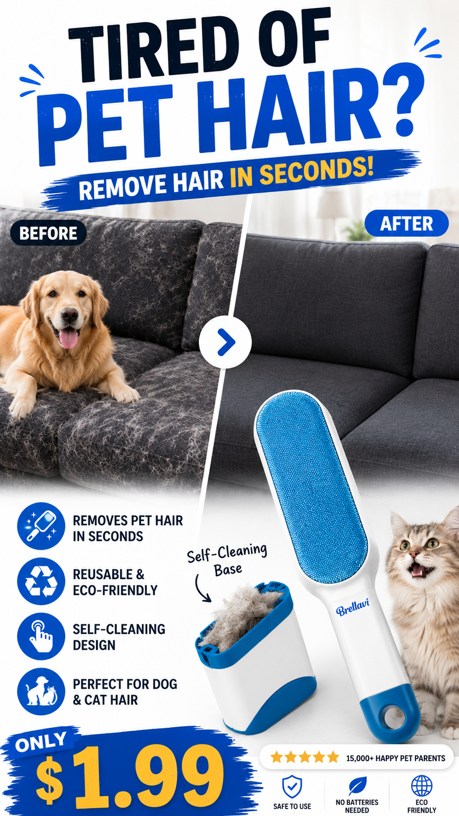 Hot Deals Finder Facebook ad: The Pet Hair Problem Every Owner Knows