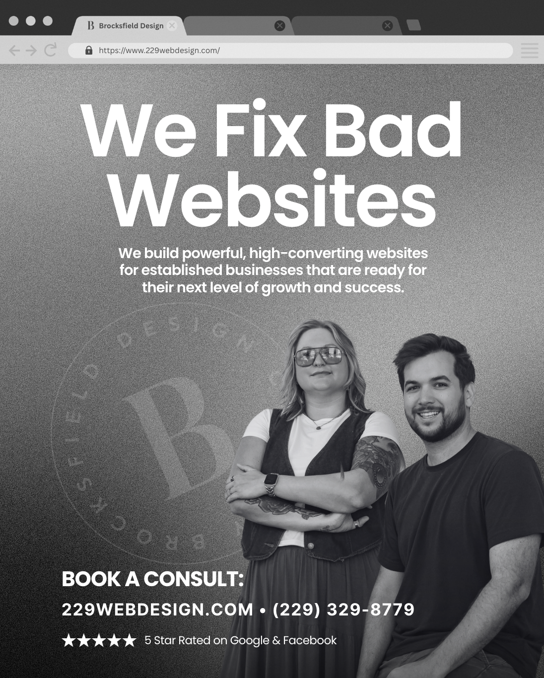 Brocksfield Design Company Facebook ad: Now booking for 2026.