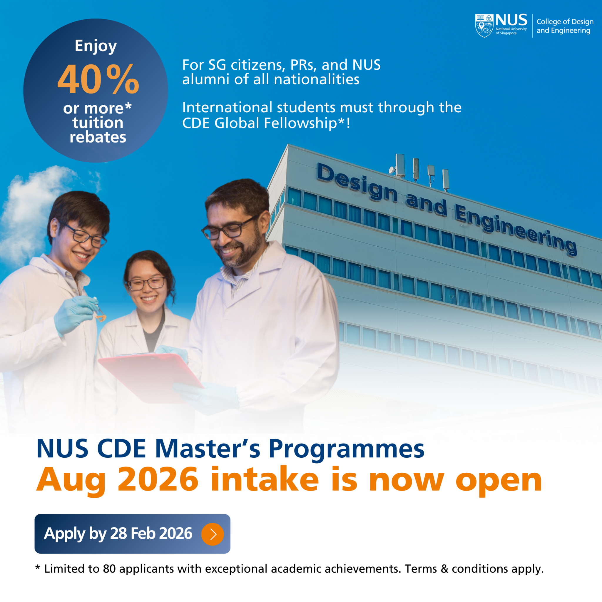 NUS College of Design and Engineering Facebook ad: Advance your career with a master's programme at…