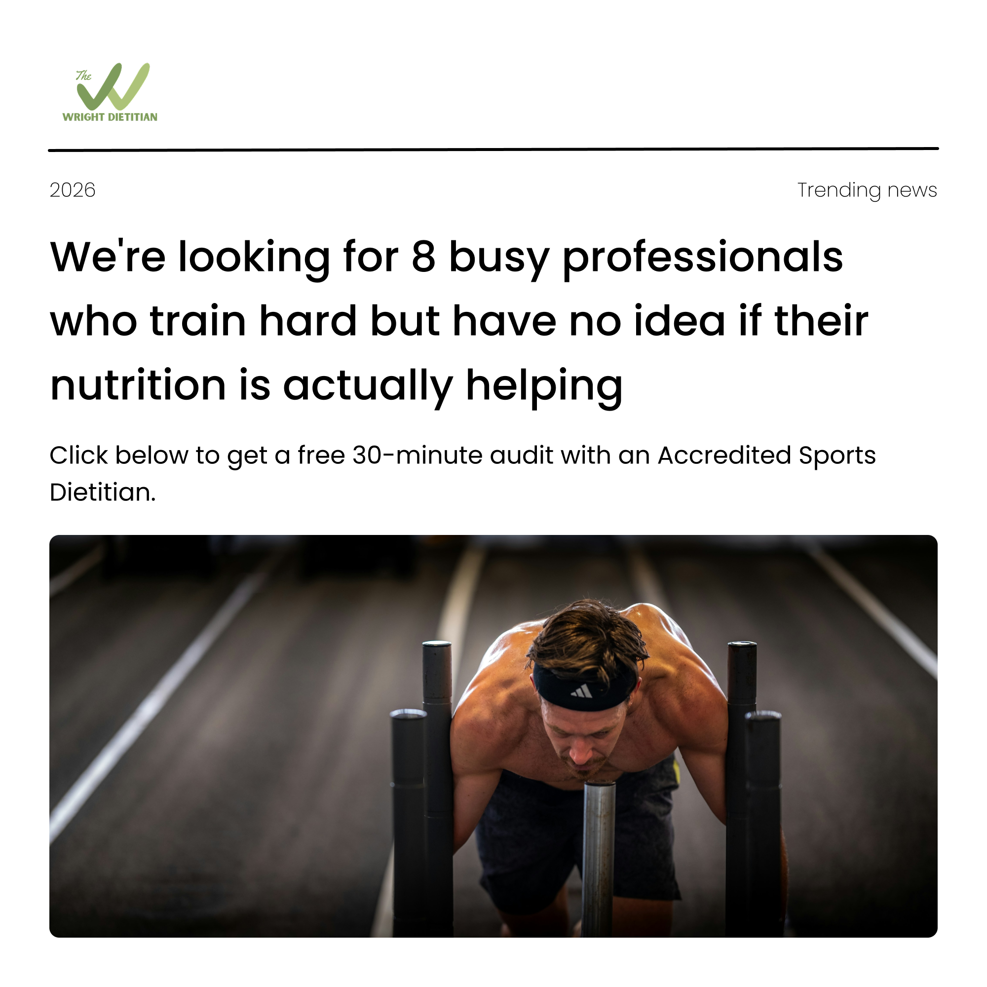 Wright Dietitian Facebook ad: One Mistake Holding Your Training Back