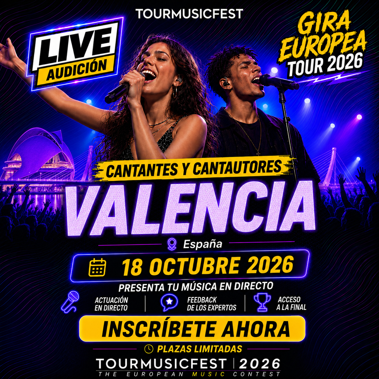 Tour Music Fest Facebook ad: The European Music Contest: Casting en Espana