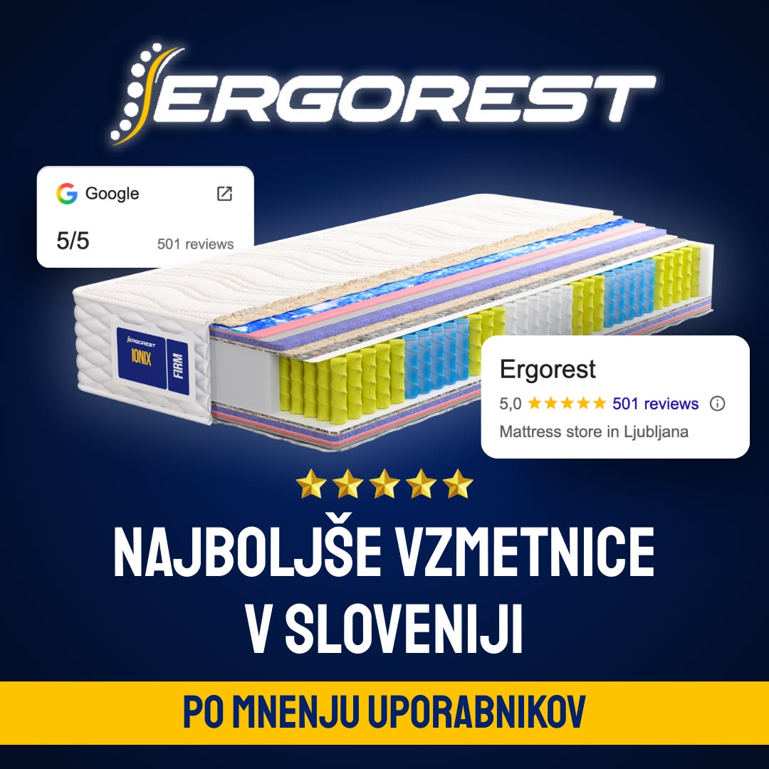 Ergorest Slovenija Facebook ad: Najboljše vzmetnice v Sloveniji po ocenah uporabnikov