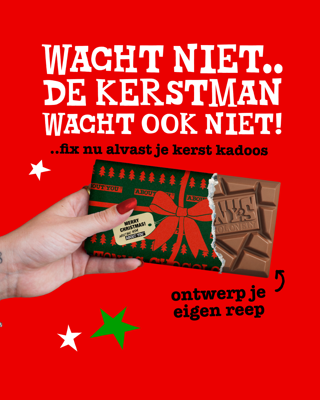 Tony's Chocolonely Facebook ad: Nu al klaar voor kerst? Dan kun je straks écht uitpakken…