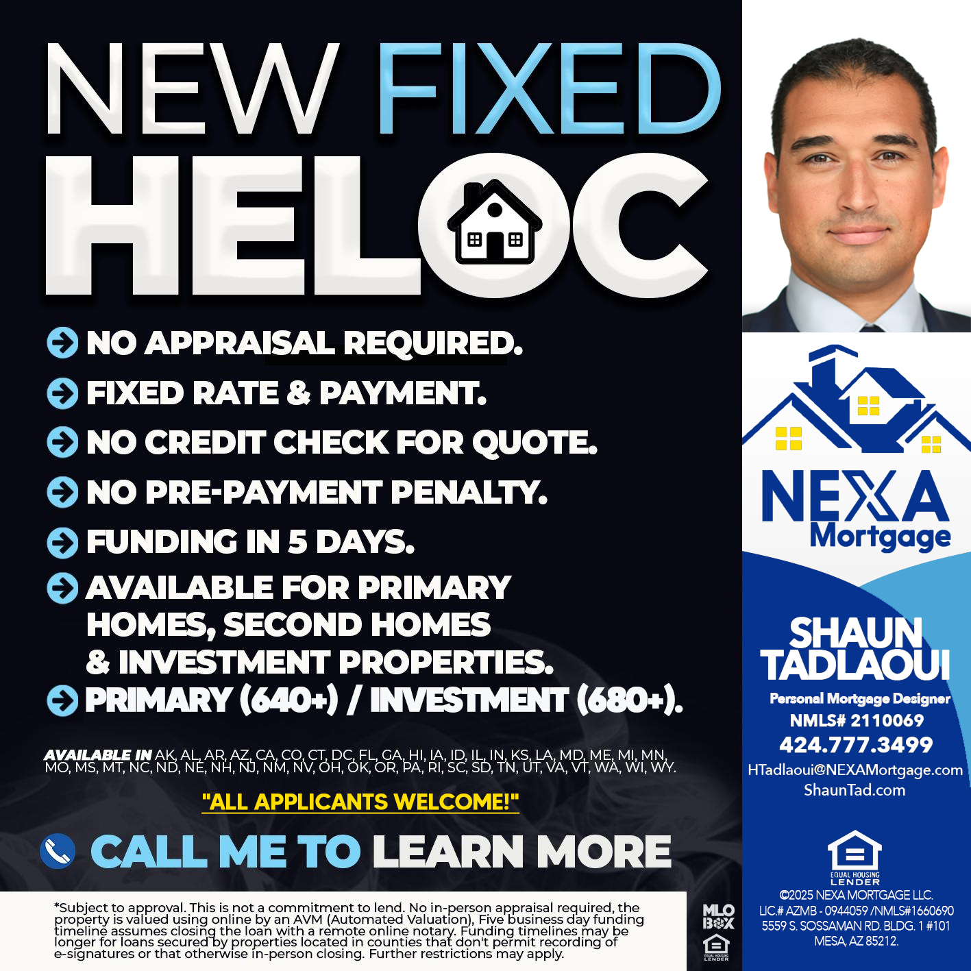 Shaun Tadlaoui, Personal Mortgage Designer Facebook ad