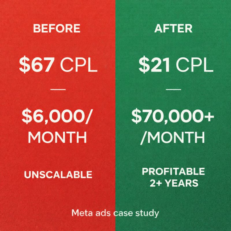 ROAS Depot Facebook ad: (Case Study) How We Cut CPL by 68% While Scaling Spend 11×