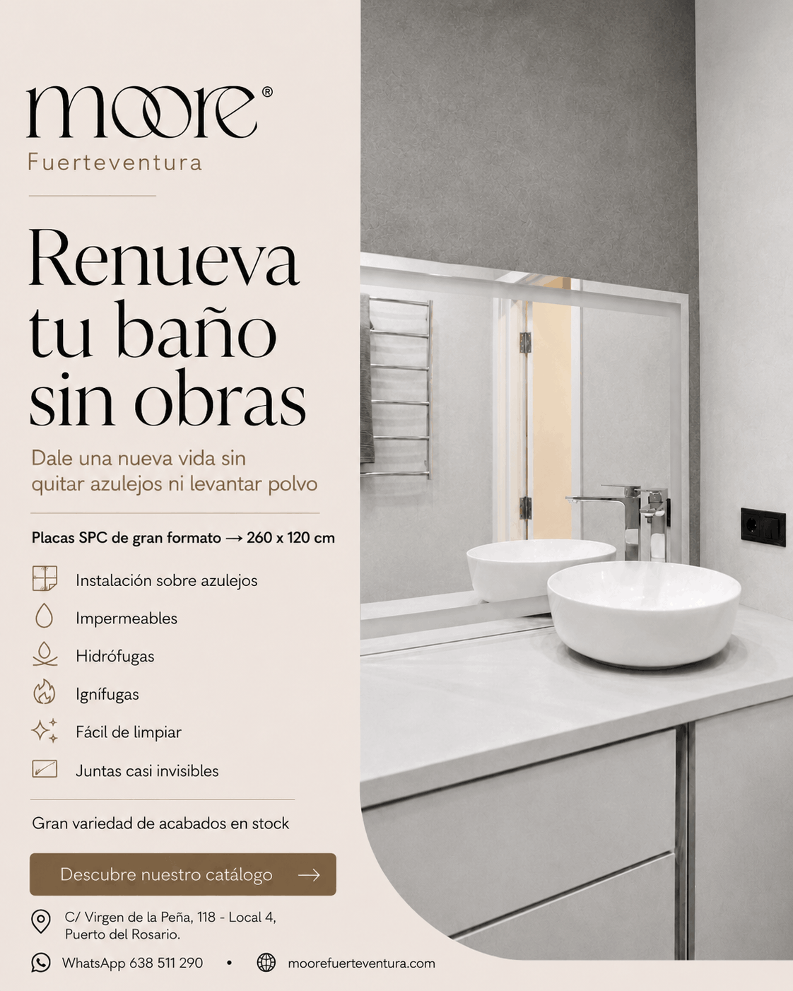 Moore Innovación Fuerteventura Facebook ad: Dale una nueva vida a tu hogar sin necesidad de obras