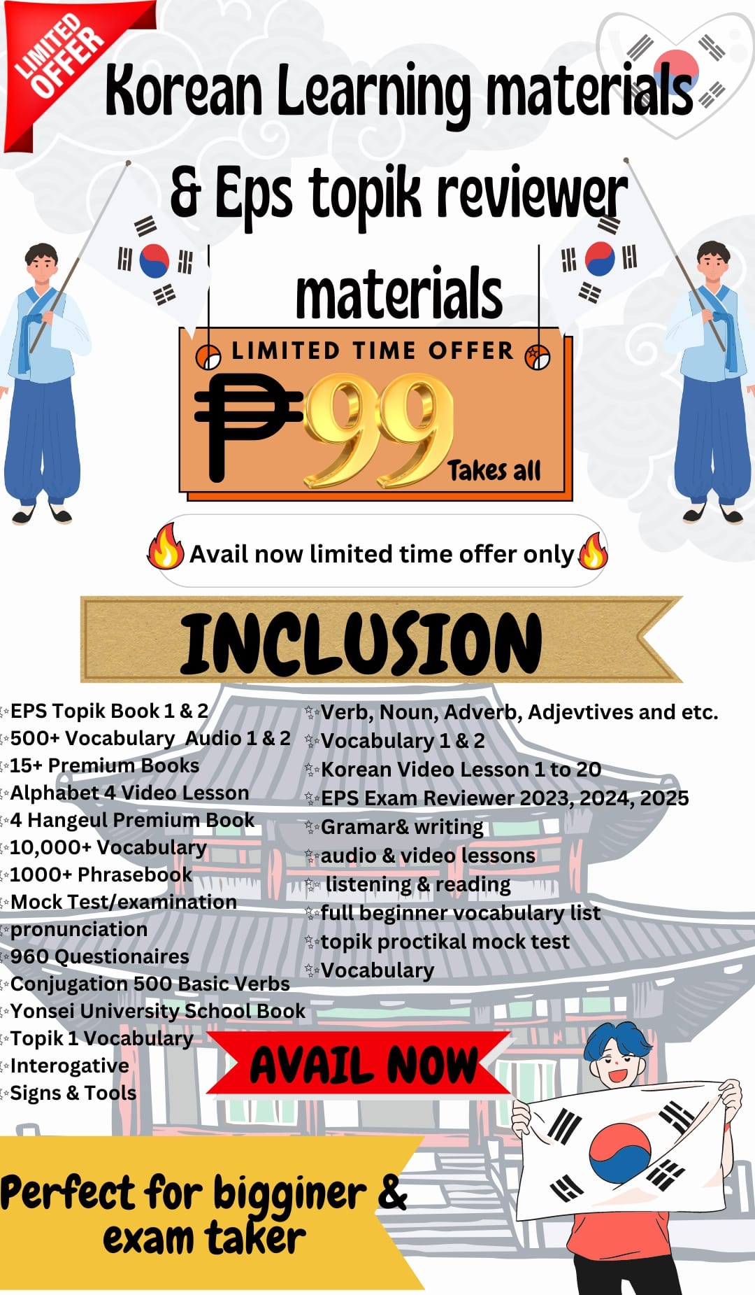 Korean And Japanese language materials PH Facebook ad: 99 𝗣𝗘𝗦𝗢𝗦 𝗧𝗔𝗞𝗘 𝗔𝗟𝗟