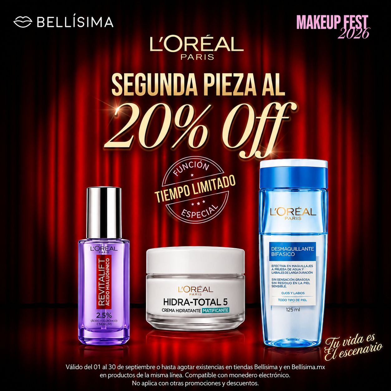 Bellisima Facebook ad: Tu segunda pieza L’Oréal Paris con 20% OFF