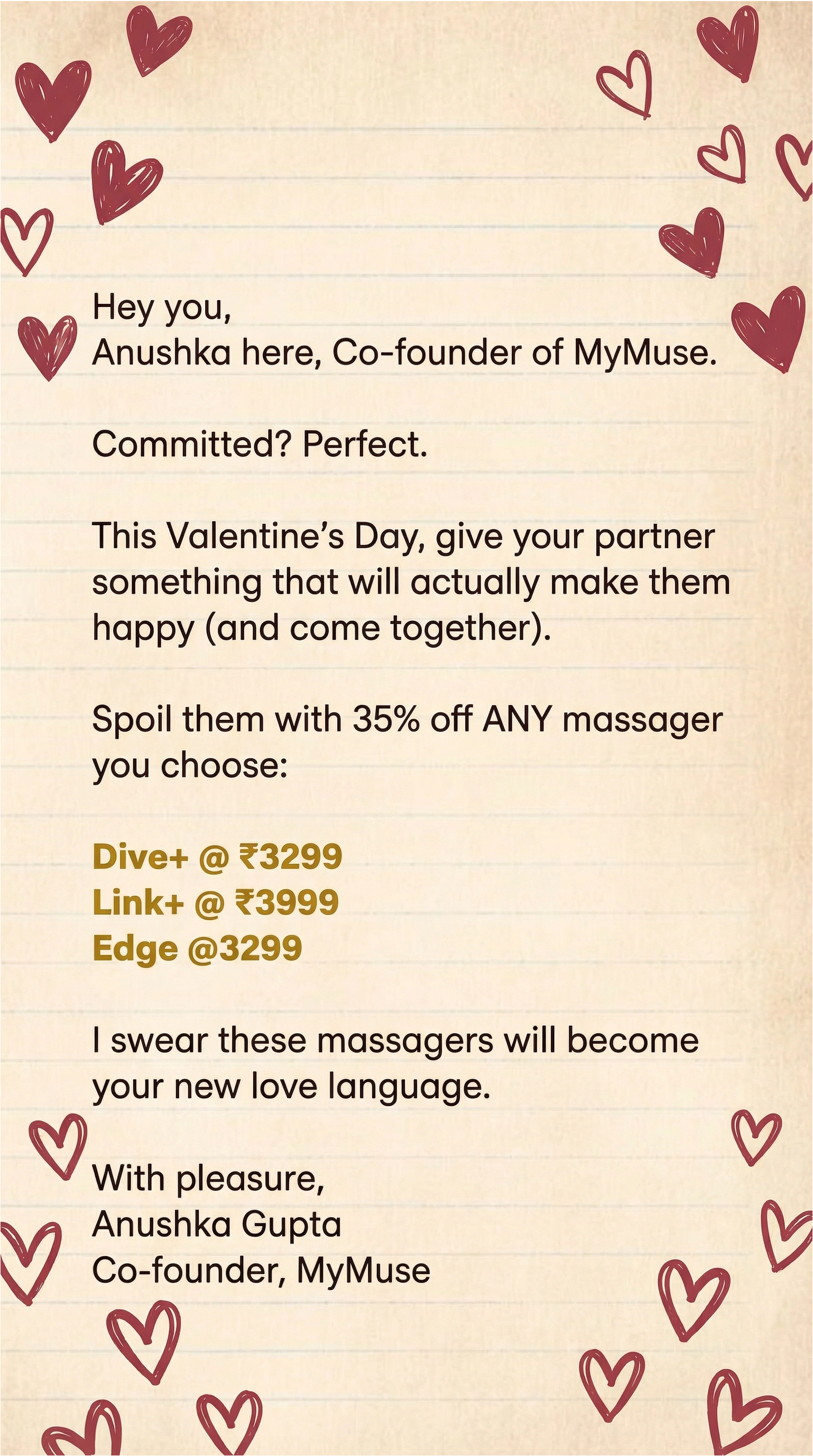 MyMuse Vibe Facebook ad: Upgrade your V-Day Gift.