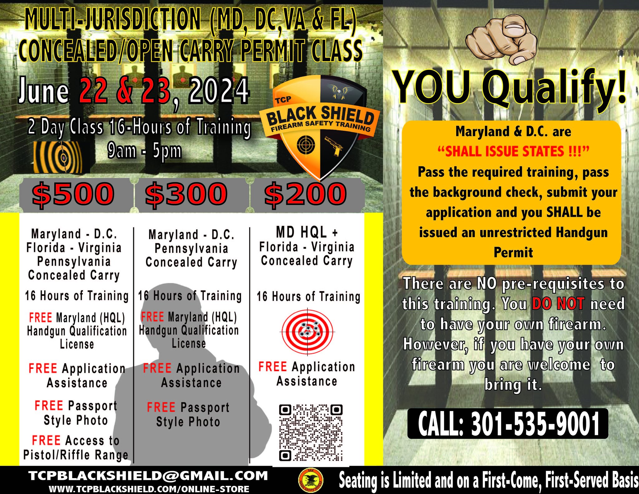 TCP Black Shield Facebook ad: Firearm Training