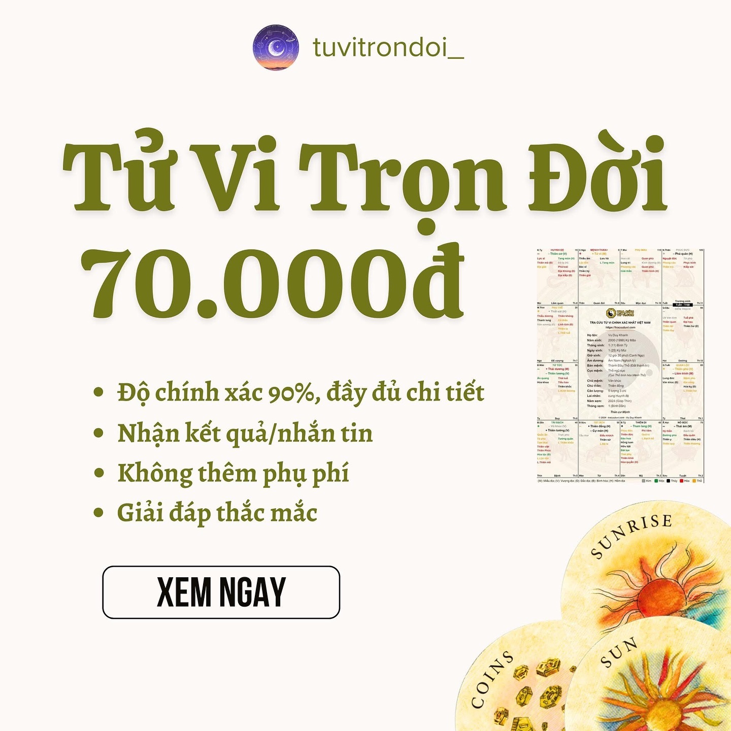 Tử Vi Trọn Đời Facebook ad: XEM TỬ VI TRỌN ĐỜI chỉ 70k