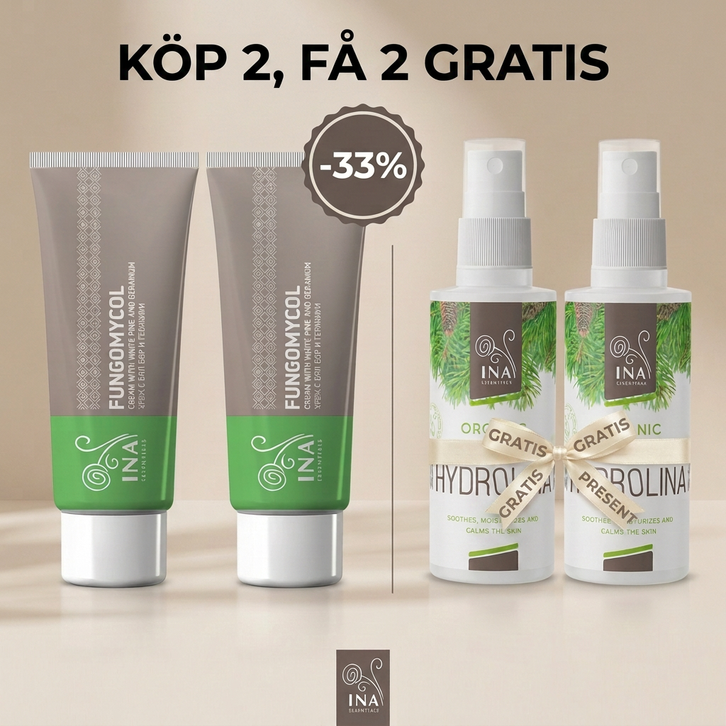 InaEssentials - Webbutik för 100% ekologisk BIO-kosmetika Facebook ad: Köp 2 krämer och få 2 presenter