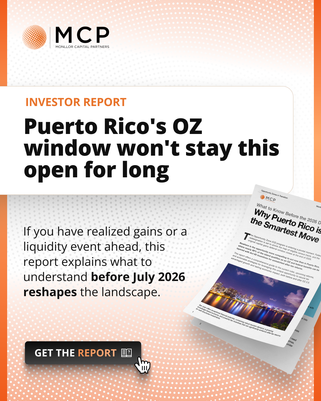 Monllor Capital Partners Facebook ad: Capital gains? Get the OZ report.