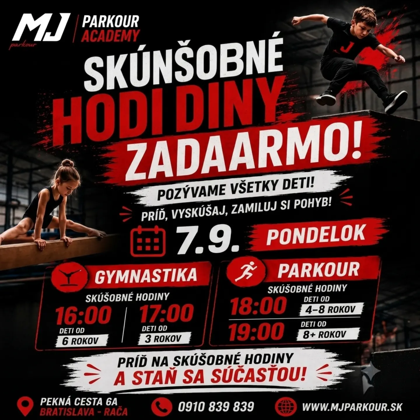 hardgym.sk Facebook ad: Chceš sa stať skutočným parkouristom ci gymnastkou?